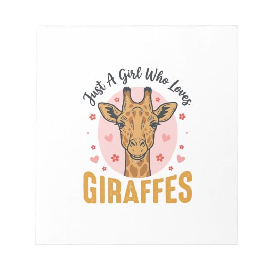 Bloc-note Fille qui aime les girafes Dessin de gravure vinta (Devant)