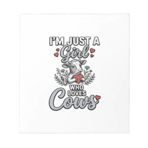 Bloc-note Fille qui aime les vaches Design de chemise de vac