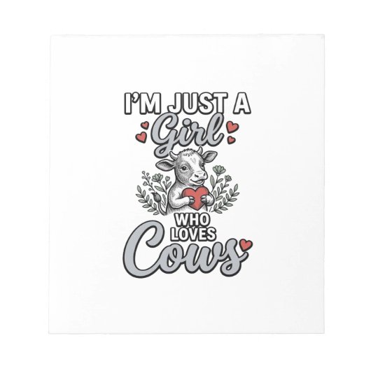 Bloc-note Fille qui aime les vaches Design de chemise de vac (Devant)