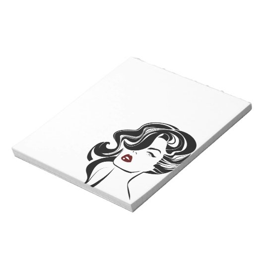 Bloc-note Fille rétro lèvres rouges (Tourné)