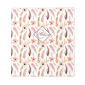 Bloc-note Fille rose florale Aquarelle Motif Nom Script (Devant)