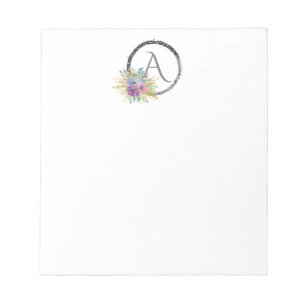 Bloc-note *~* Fille simple Parties scintillant florale Monog