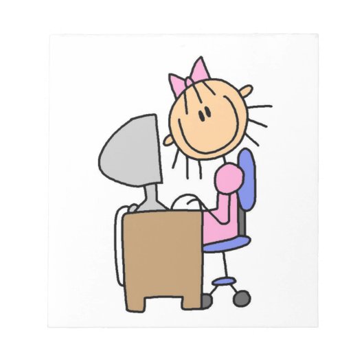 Bloc-note Fille sur ordinateur (Devant)
