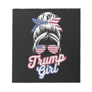 Bloc-note Fille Trump Chignon Décoiffé Vintage Drapeau Améri