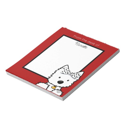 Bloc-note Fille Westie personnalisée  (Tourné)