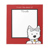 Bloc-note Fille Westie personnalisée  (Devant)