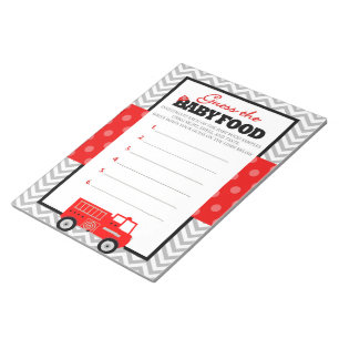 Bloc-note Firetruck Guess The Baby Food Game Réponse Pack