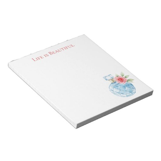 Bloc-note Flacon de Parfum Rose Bleu Aqua Blanc (Incliné)