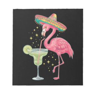 Bloc-note Flamant rose Boire Margarita Funny Poncho mexicain