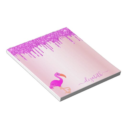 Bloc-note Flamant rose rose violet parties scintillant goutt (Incliné)