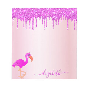 Bloc-note Flamant rose rose violet parties scintillant goutt