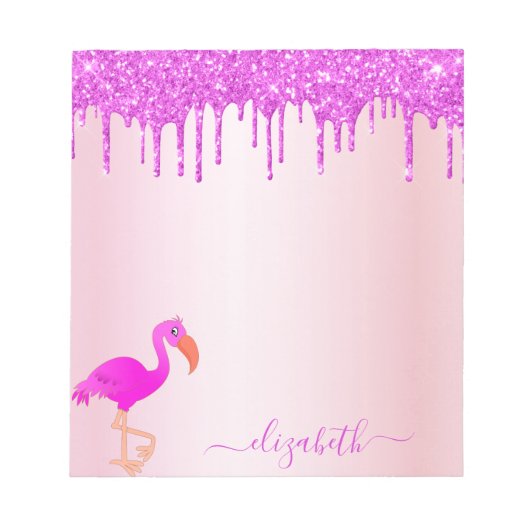 Bloc-note Flamant rose rose violet parties scintillant goutt (Devant)