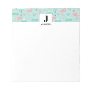 Bloc-note Flamants roses rose pastel Motif Monogramme
