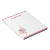 Bloc-note Flamants roses tropicaux rose et or avec fleurs (Incliné)
