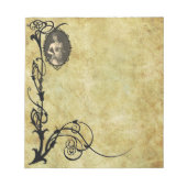 Bloc-note Flapper en Sepia 2 en cadre floral noir (Devant)