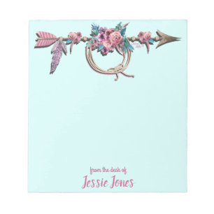 Bloc-note Flèche avec plumes et fleurs