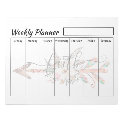 Bloc-note Flèche de fidélité feuilles hebdomadaires du plani (Devant)