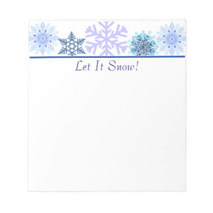 Bloc-note Flèche-neige bleu et blanc Fête personnalisée