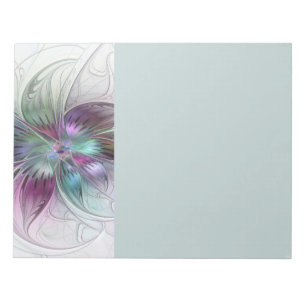 Bloc-note Fleur Abstraite Colorée Art Fractal Floral Moderne
