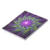 Bloc-note Fleur Abstraite Moderne de l'Art Fractal Vert Viol (Tourné)