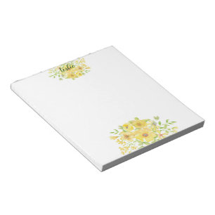 Bloc-note Fleur aquarelle jaune 