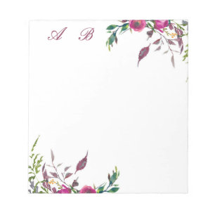 Bloc-note Fleur aquarelle libre rose