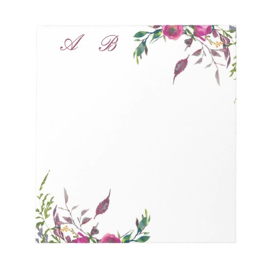 Bloc-note Fleur aquarelle libre rose (Devant)