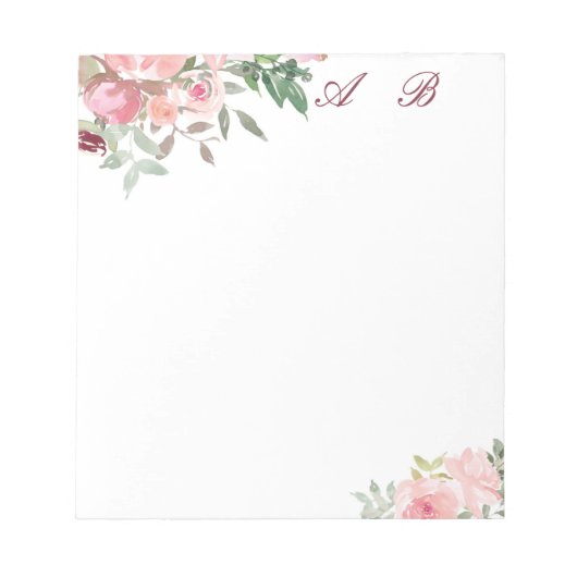 Bloc-note Fleur aquarelle rose (Devant)