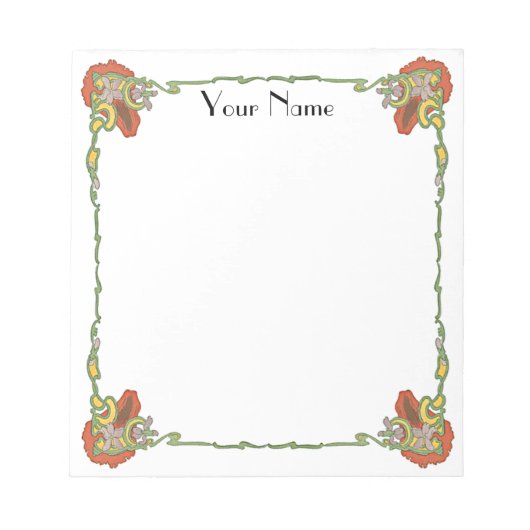 Bloc-note Fleur bordure Art nouveau (Devant)