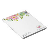 Bloc-note Fleur Chic Mint & Blush Pink Floral Business (Incliné)