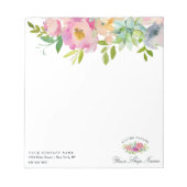 Bloc-note Fleur Chic Mint & Blush Pink Floral Business (Devant)