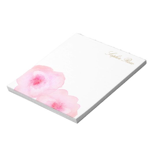 Bloc-note Fleur d'aquarelle rose pâle (Tourné)