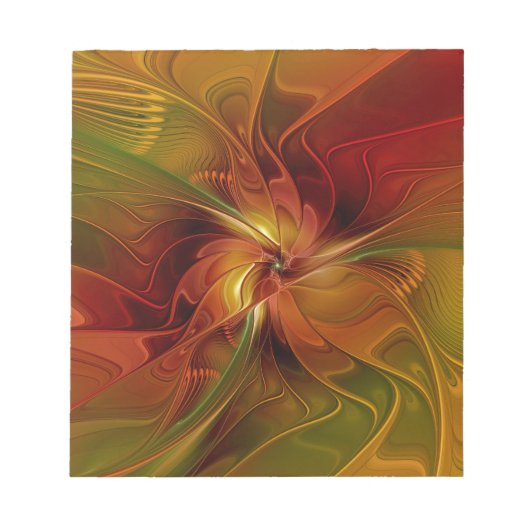Bloc-note Fleur d'art fractal abstraite rouge orange marron (Devant)