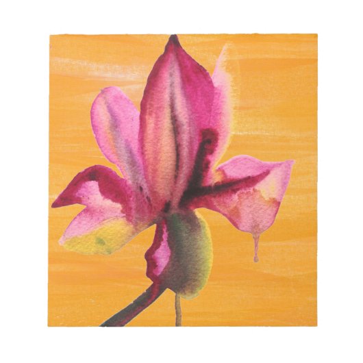 Bloc-note Fleur d'art pop orange aquarelle orchidée violette (Devant)