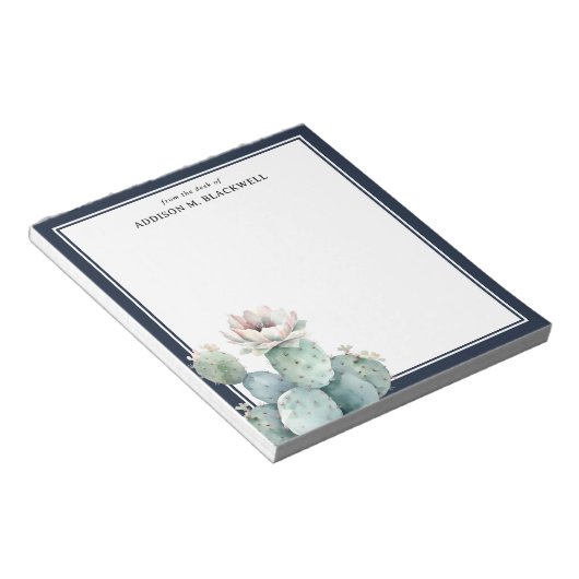 Bloc-note Fleur De Cactus Rose Aquarelle Du Bureau De (Incliné)