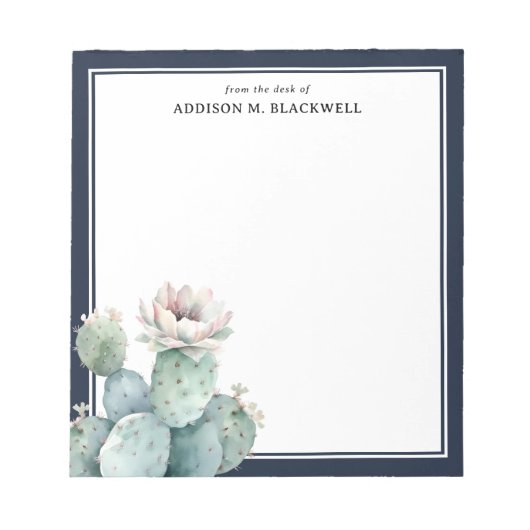 Bloc-note Fleur De Cactus Rose Aquarelle Du Bureau De (Devant)
