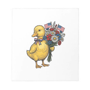 Bloc-note Fleur de Caneton Patriotique Bouquet de Fleurs Vin