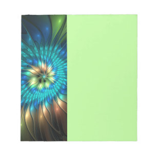 Bloc-note Fleur de fantaisie lumineuse, fractale abstraite c