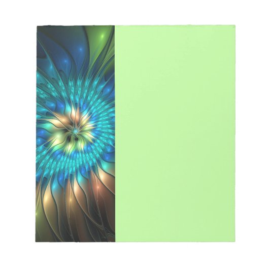 Bloc-note Fleur de fantaisie lumineuse, fractale abstraite c (Devant)