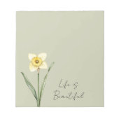 Bloc-note Fleur de jonquille verte blanche jaune (Devant)