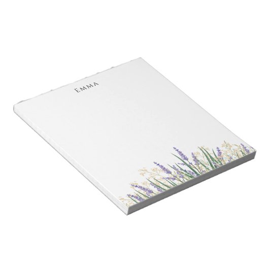 Bloc-note Fleur de lavande moderne violet blanc (Incliné)