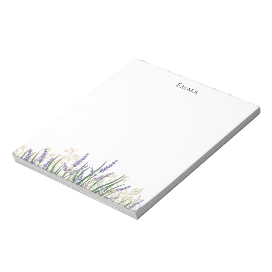 Bloc-note Fleur de lavande moderne violet blanc (Tourné)