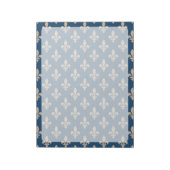 Bloc-note Fleur de Lis Motif, française, royale, crème, bleu (Tourné)