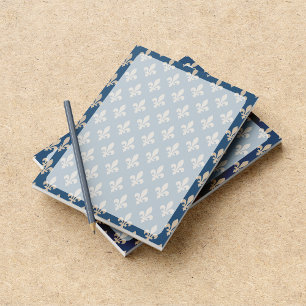 Bloc-note Fleur de Lis Motif, française, royale, crème, bleu