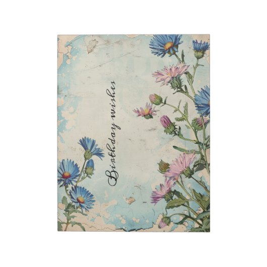 Bloc-note Fleur de naissance de l'aster bleu Septembre Cadre (Tourné)