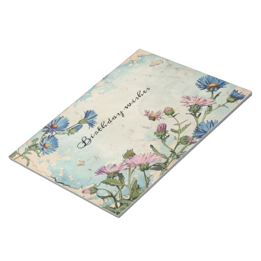 Bloc-note Fleur de naissance de l'aster bleu Septembre Cadre (Incliné)