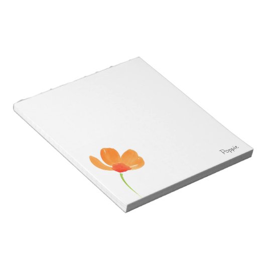 Bloc-note Fleur de pâté à l'aquarelle orange (Incliné)