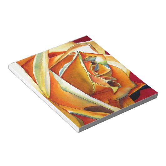 Bloc-note Fleur de Rose jaune aquarelle originale d'Art (Incliné)