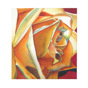 Bloc-note Fleur de Rose jaune aquarelle originale d'Art