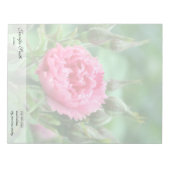 Bloc-note Fleur de rose rose et feuilles vertes. (Devant)